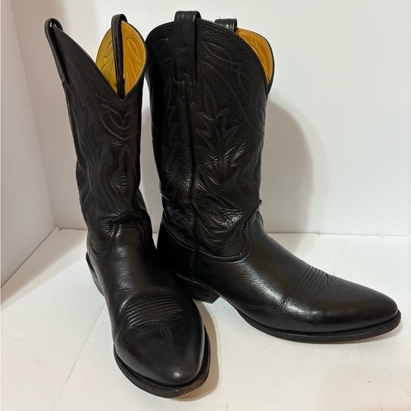 Nocona Classic Black Deertan Leather Cowboy Boots - Picture 2 of 9